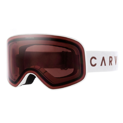 Carve The Frother Matt White Snowboard Ski Goggles Rose Lens