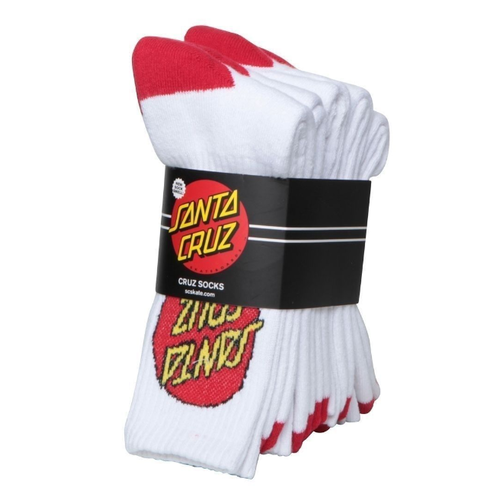 Santa Cruz Classic Dot White Red Mens 7-11US Sock 4 Pack