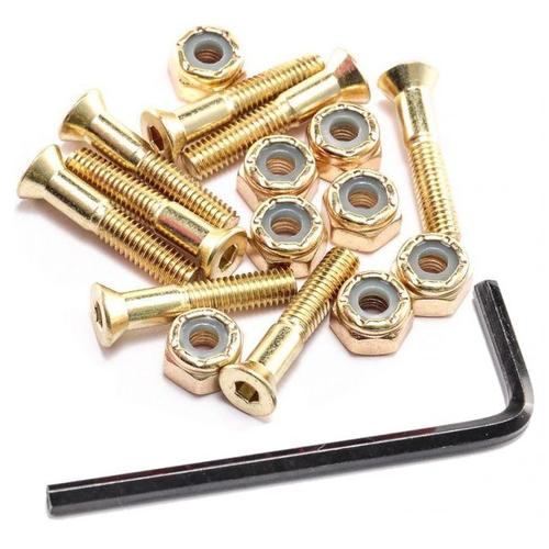 Aegis Anodised Hardware Gold 1" Allen Key Skateboard Bolts