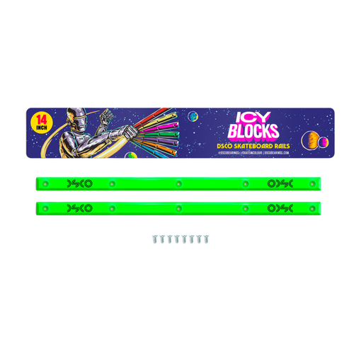 DSCO Icy Blocks Deep Space Lime Skateboard Rails Ribs