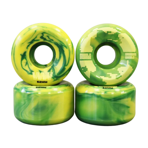 Wayward Conical Swirl Green with Yellow 52mm 83b Skateboard Wheels