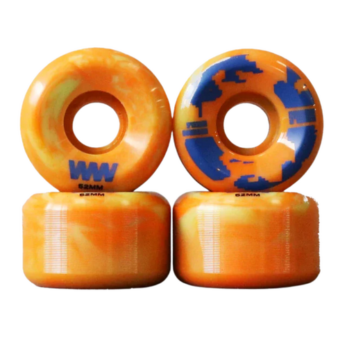Wayward Conical Swirl Fluro Orange Light Green 52mm 83b Skateboard Wheels