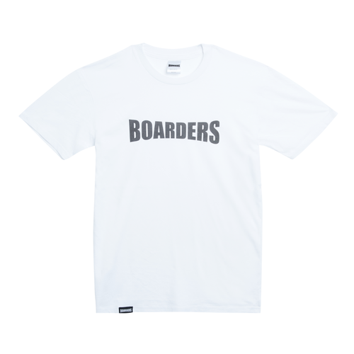 Boarders Chest Print White Mens Box Fit Tee [Size: Small]