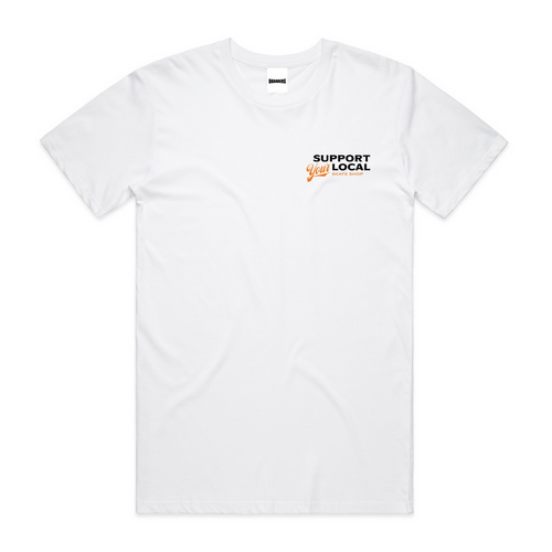 Boarders Support Your Local White Mens Box Fit Tee T-Shirt