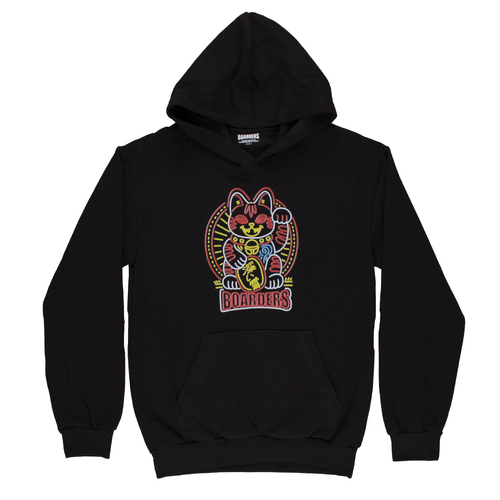 Boarders Lucky Cat Black Hoodie [Size: Small]