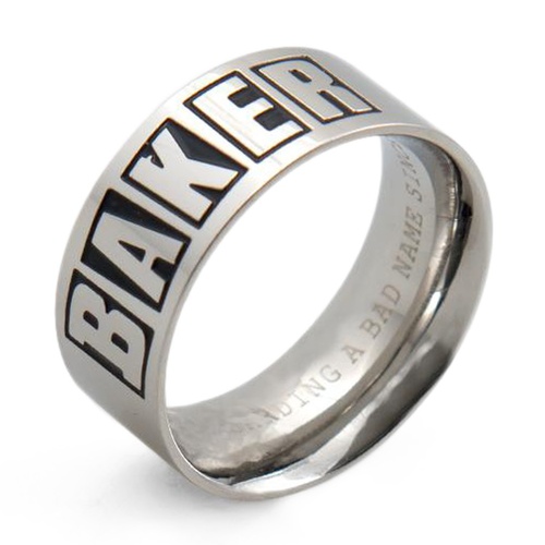 Baker Brand Logo Silver Ring [Size: Small]