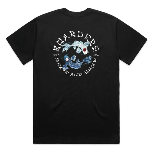 Boarders Japanese Koi Fish Black Mens T-Shirt