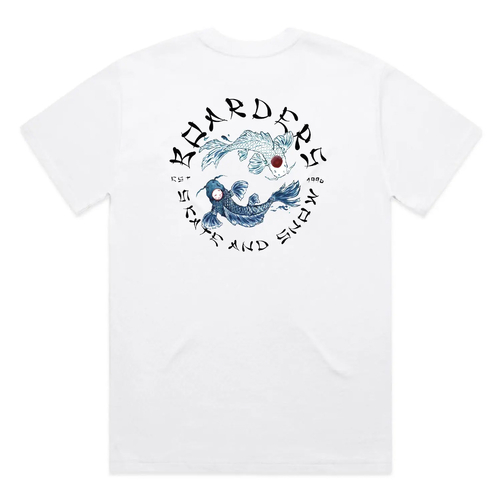 Boarders Japanese Koi Fish White Mens T-Shirt