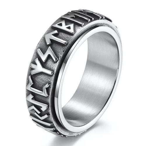 Boarders Nordic Alphabet Stainless Steel Ring