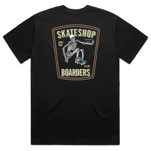 Boarders Shield Skeleton Black Mens T-Shirt