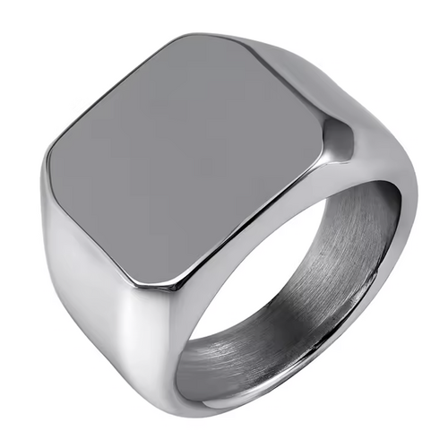 Boarders Thick Square Signet Stainless Steel Ring