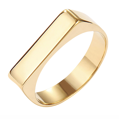Boarders Thin Flat Gold Platted Stainless Steel Ring