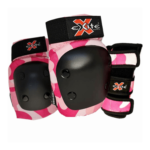 Exite Youth Pink Camo 3 Pack Skateboard Pads Set [Size: Medium]