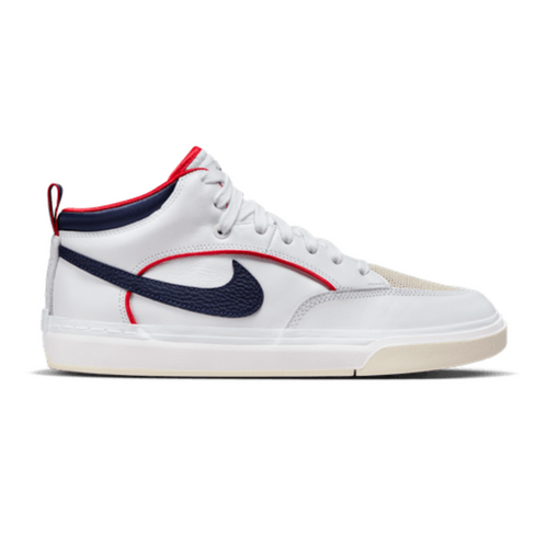 Nike SB React Leo Premium White Midnight Navy Red Unisex Skateboard Shoes [Size: 10]