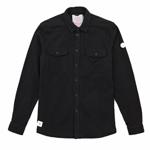 Globe Wanderer Shacket Black Long Sleeve Button Up Mens Shirt [Size: Small]
