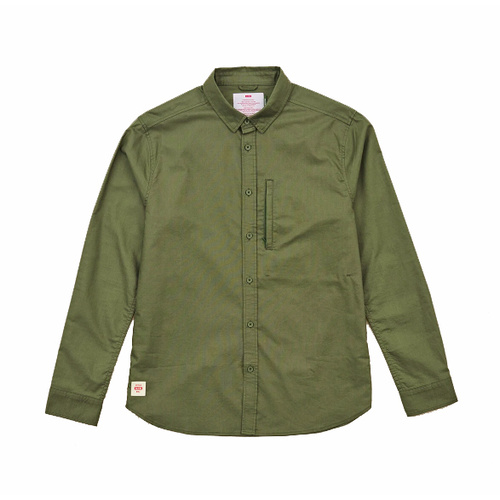 Globe Foundation Olive Long Sleeve Button Up Mens Shirt