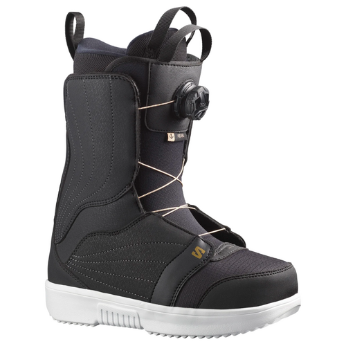 Salomon Pearl Boa Black White Gold Womens 2024 Snowboard Boots [Size: 4]