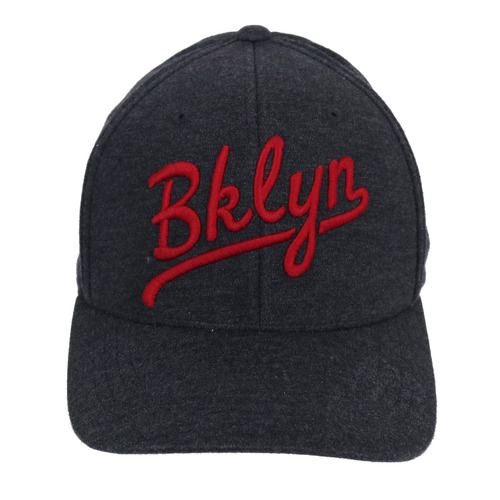 Brooklyn Flexfit Logo Grey Baseball Cap Hat Used Vintage