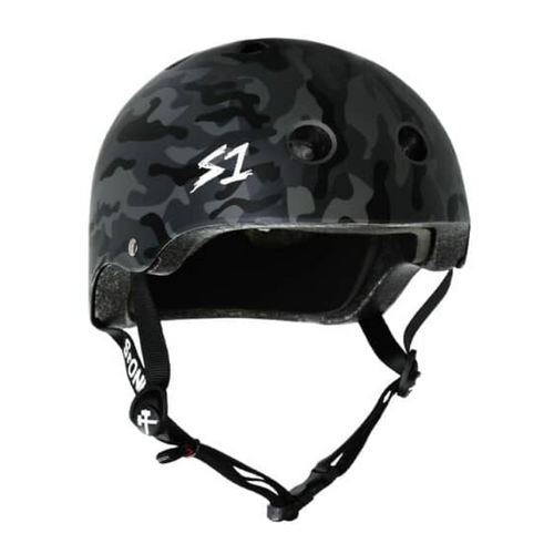 S1 Lifer Certified Matte Black Camo Skateboard Helmet