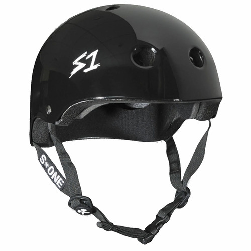 S1 Mega Lifer Certified Black Gloss Skateboard Helmet [Size: Extra Large]