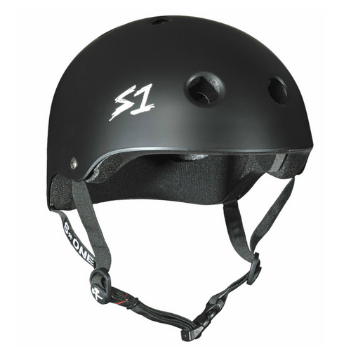 S1 Mega Lifer Certified Black Matte Skateboard Helmet