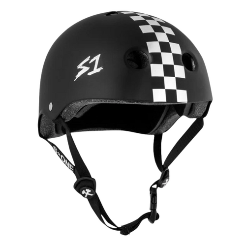 S1 Lifer Certified Matte Black White Check Skateboard Helmet