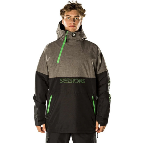 Sessions Central Pullover Anorak Black Mens 15K 2022 Snowboard Jacket [Size: Large]