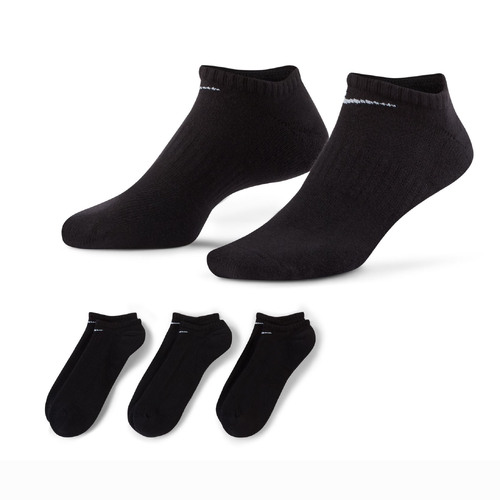 Nike Everyday Cushioned No Show Black Unisex Crew Socks 3 Pack [Size: Large]