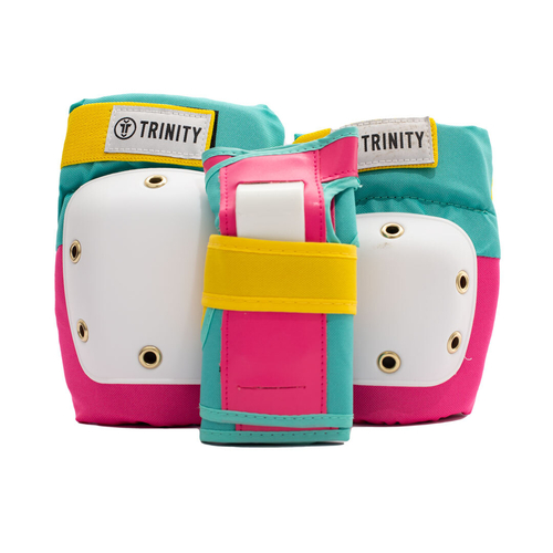 Trinity Adult Teal Pink Skateboard 3 Pack Wrist Knee Elbow Pads Set