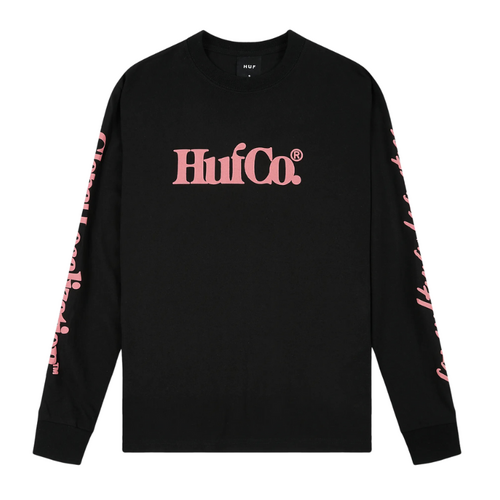 Huf Co. Black Pink Mens Long Sleeve Tee [Size: Large]