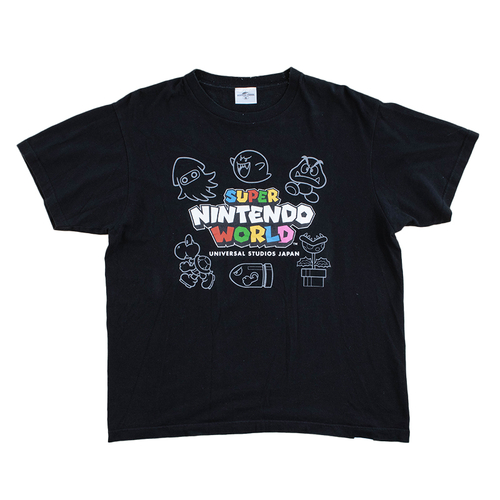 Universal Studios Japan Super Nintendo World Black T-Shirt Used Vintage