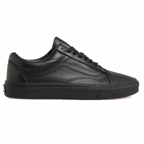 Vans Old Skool Black Leather Youth Skateboard Shoes [Size: 2]